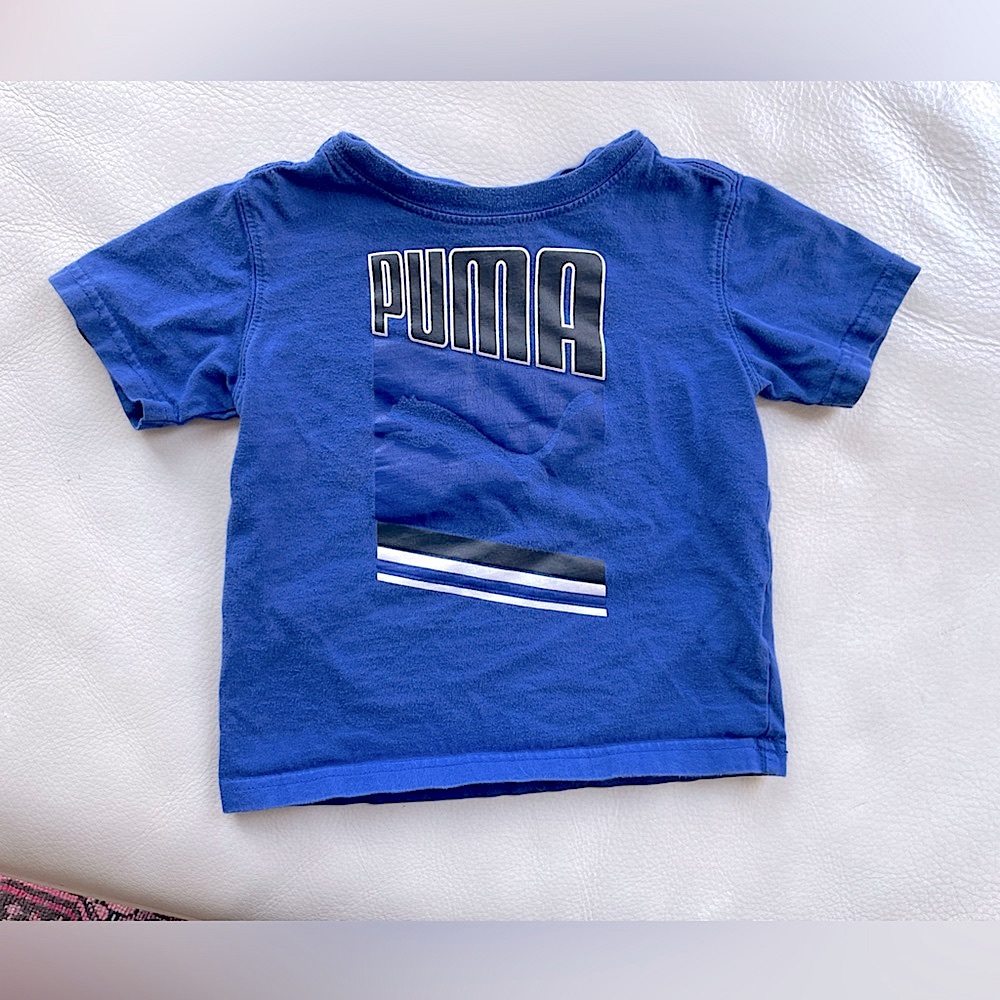 4/$20💥2T Puma Logo T-Shirt, Ultramarine Blue White & Black, Short Sleeve, Unisex
